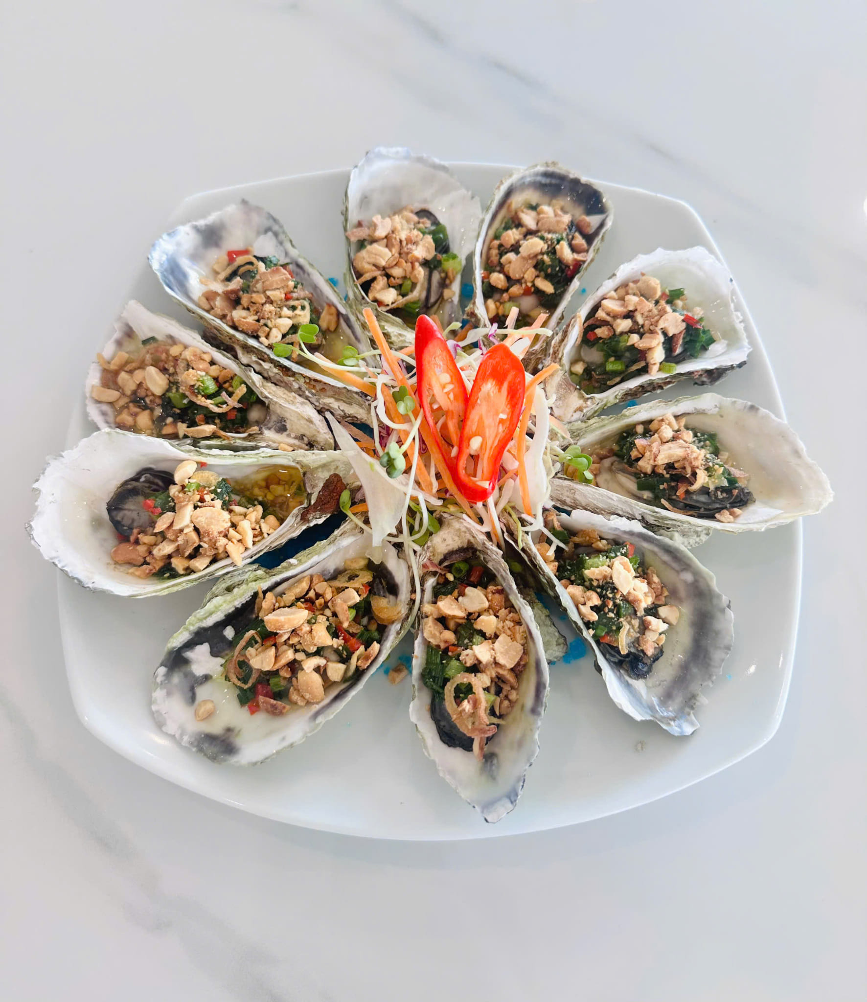Grilled Oysters with Scallion Oil